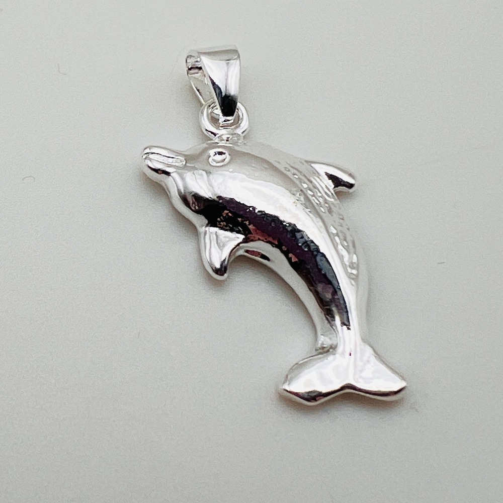 Dolphin Porpoise Pendant Charm Nautical Ocean Jewelry Whimsical Silver Tone